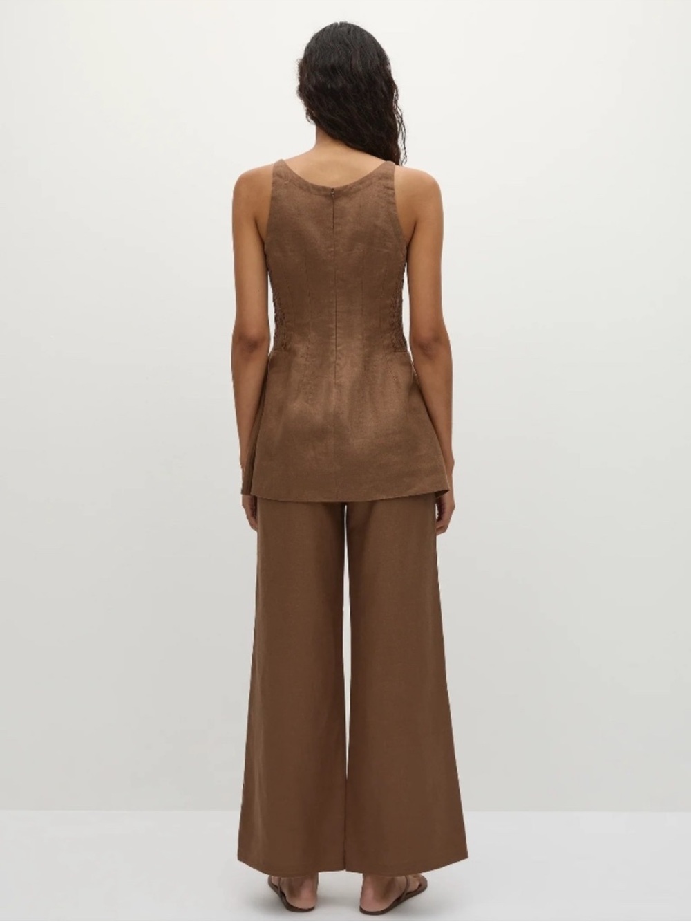 Faithfull The Brand Syna top and pant set clay brown color size 2 - Picture 2 of 5